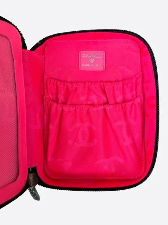 Chanel Black & White Lambskin CC Logo Quilted Ligne Zippy Organizer - Picture 3 of 4